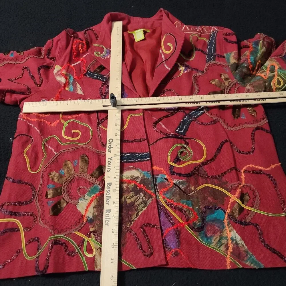 Acorn Womens Jacket Multicolor Size XL 100% Polyester Long Sleeve Open Beaded
